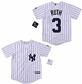 Yankees 3 Babe Ruth White Cool Base Jersey Sguo,baseball caps,new era cap wholesale,wholesale hats